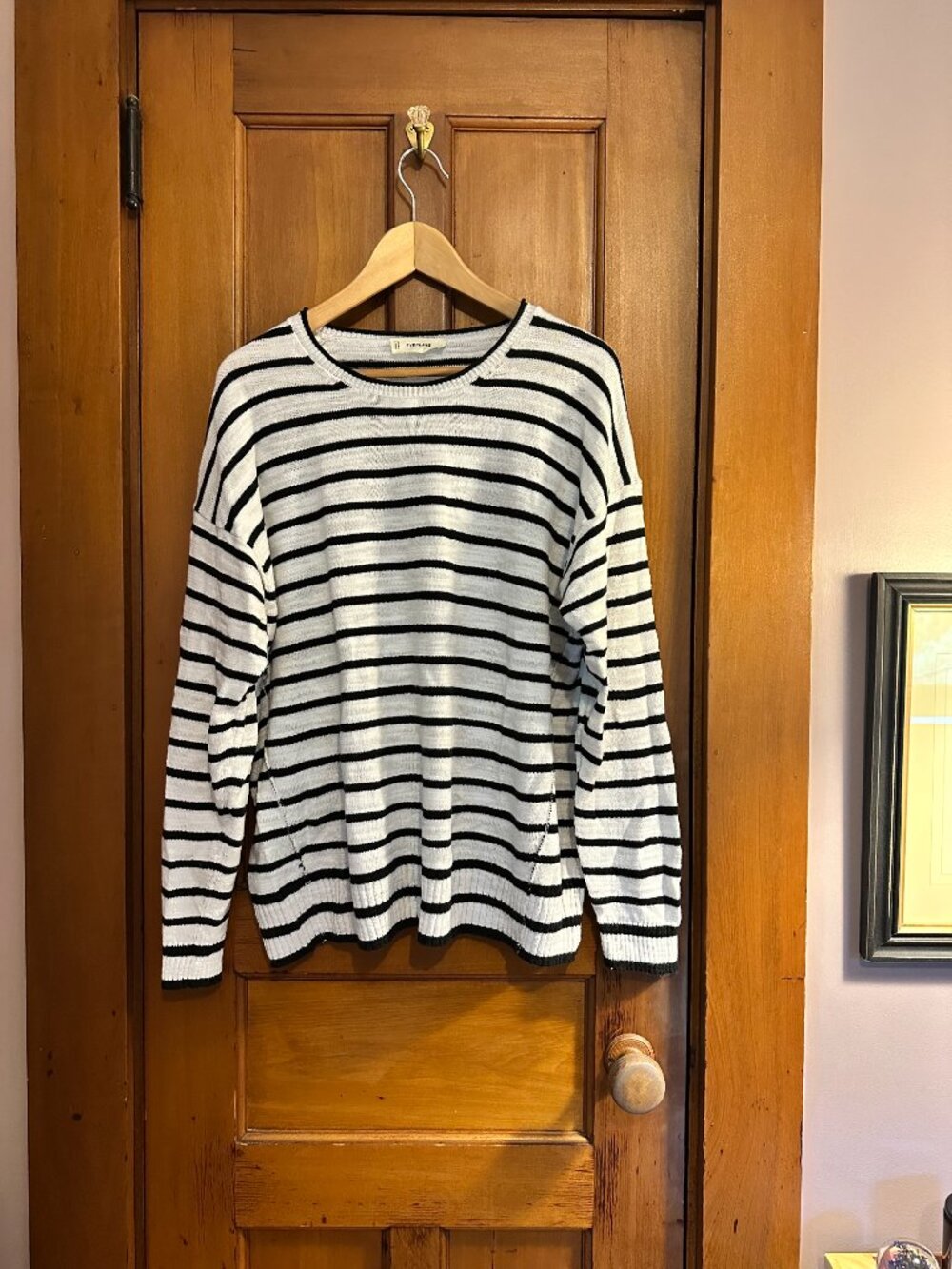 Striped Everlane pullover sweater